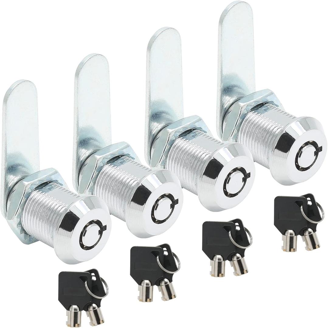 Uenhoy 4 Pack Tubular Cam Lock 3/4 Inch Cabinet Cam Lock Set for Tool Box, File Cabinet, Mail Box, Vending Machine, ATM, Keyed Different