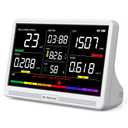 Upgrade Extended 12-Hour Battery Life 16 in 1 Air Quality Monitor Indoor with 7" Display, Professional Air Quality Meter for CO2, TVOC, PM2.5, PM1.0, PM10, HCHO, Temperature, Humidity, AQI & Time