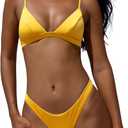 Swimsuit for Women 2025 Women's Triangle Bikini Spaghetti Straps Bikini Sets Two Piece Swimsuit Bathing Suits (Yellow), S