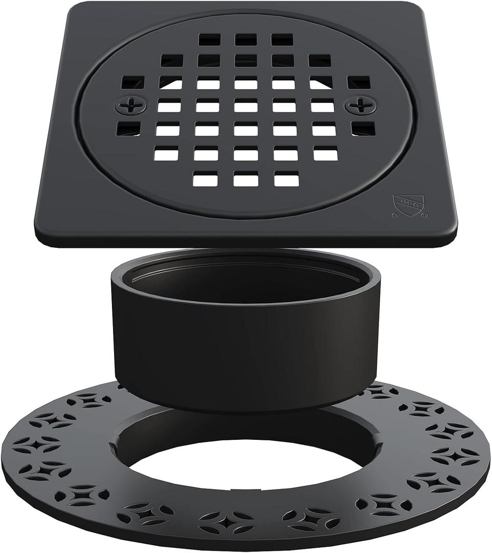 4 Drain Grate Kit Replacement, Compatible with Schluter Kerdi-Drain Flange, Removable Shower Floor Drain Kit with SUS 304 Stainless Steel Grate & CUPC Certification, Matte Black