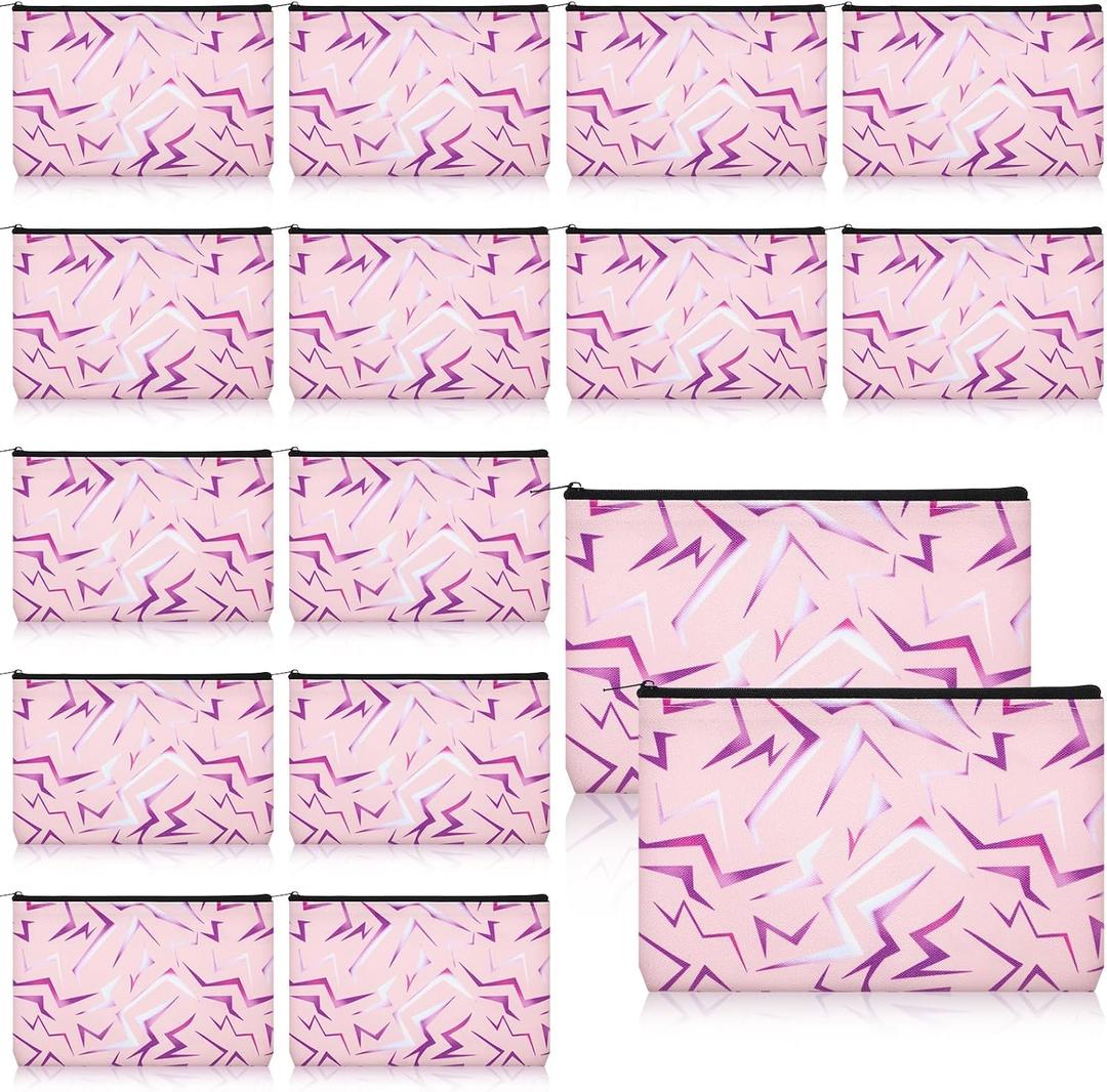 Kacctyen 16 Pcs K Pop Themed Makeup Bags Party Favors Neon Purple Girl Power Pop Star Music Theme Cosmetic Pouch for Birthday Party Favors and Friend Gathering Stationary Storage Bag for Teens Girls