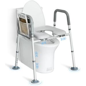 Raised Toilet Seat with Handles FSA Eligible, Upgraded Larger Suction Leg Toilet Riser with Handles, Adjustable Elevated Toilet Seat, Tool Free Toilet Seat Risers for Seniors/Handicap/Elderly/Disabled