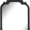 Black Arched Wall Mirror, Antique Baroque Wall Mirror Decoration, Fireplace/Entrance/Living Room/Bedroom/Kitchen/Farmhouse/Bathroom Home Decor(Black)
