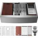 VEVOR Farmhouse Kitchen Sink, 304 Stainless Steel Drop-In Sinks, Top Mount Single Bowl Basin with Ledge & Accessories, Household Dishwasher Sinks for Workstation, Prep Kitchen, and Bar Sink, 33 inch