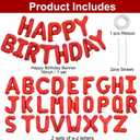 TONIFUL 65 Pcs 16 Inch Red Happy Birthday Balloons and 2 Sets A-Z Foil Letters Balloons DIY Personalized Phrase Banner for Birthday Celebration Halloween Thanksgiving Christmas Party Decorations