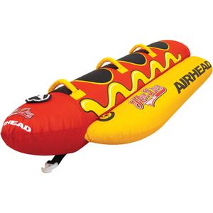 Airhead Hot Dog Towable | Multiple Models, Tube for Boating and Water Sports, Neoprene Seat Pads, Double-Stitched Full Nylon Cover, and Boston Valve for Convenient Inflating & Deflating, 3 Rider