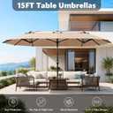 DomeShade 15ft Large Patio Umbrella, Outdoor Double-Sided Rectangle Table Umbrella with UV Resistant Canopy, Market Umbrella for Deck, Garden, Poolside, Backyard (No Base Included)