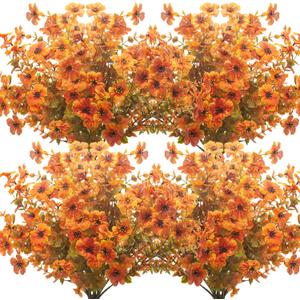 10 Bundles Artificial Fall Flowers Outdoor UV Resistant Fake Flowers