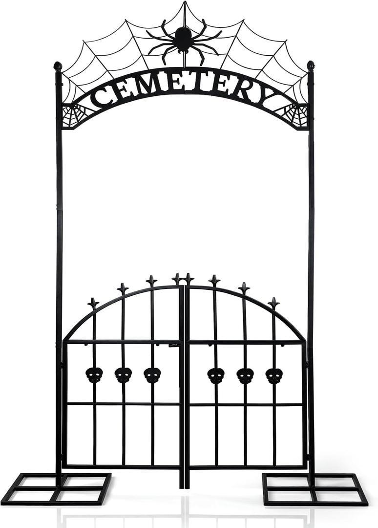 Chumia 8.76 ft Halloween Cemetery Archway Outdoor Entrance Graveyard Decor, 8.53 x 3.94 x 1.48 ft