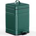 CEROELDA Small Trash Can with Lid-5L/1.3 Gal,Stainless Steel Outdoor Dog Poop Garbage Can-Farmhouse Retro Metal Waste Bin w/Step Pedal for Bathroom Bedroom Office-Soft Close-Green