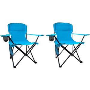 Camping Folding Chair with Cup Holder & Storage Pocket - 5.5lbs Lightweight, 225lb Capacity Portable Camp Chairs for Outdoor, Hiking, Hunting, Sports, 2 Pack, Blue