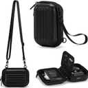 Cwatcun Digital Camera Case, Waterproof Hardshell Digital Camera Bag with 2 Carrying Ways, Lightweight Small Camera Sling Bag Compatible with Kodak PIXPRO/Canon PowerShot/Sony DSCW800 DSCW830 - Black (1.0 Medium)