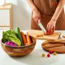 JOYMAY Salad Bowls Wood Salad Bowl Set with Lid 11.8 Inch Large Wooden Bowls Set Acacia Wood Serving-Bowl with Serving Utensils Bowl for Kitchen, Dining, Party