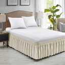 FreshCulture Full Bed Skirt, Elastic Wrap Around Bed Skirt Full Bed, Easy Fit with 15-Inch Tailored Drop, Hotel Quality Dust Ruffle for Full Size Bed, Bed Skirt Full Size (Cream)