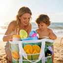 Genteen 40L Mesh Beach Bag, Foldable Sandproof Tote with Waterproof Pocket Quick Dry for Women Family Pool Vacation