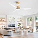 52 Inch Ceiling Fans with LED Light Remote Control, Modern Ceiling Fan with Reversible DC Motor, 3 Blades and 3 Color Temperature, LED Light Chandelier for Bedroom (Gold & 3 Transparent Blades)