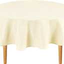 Hiasan Round Linen Tablecloth 60 Inch - Wrinkle and Stain Resistant Washable Polyester Fabric Table Cloth for Dining Room Kitchen Party, Champagne