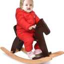 Rocking Horse Baby Ride On Toy for Kids Wooden Classic Design with Pedal and Safe Backrest Ideal Gift for Toddlers (Classic, Espresso)