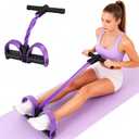 2 x Multifunction Tension Rope, 6-Tube Elastic Yoga Pedal Puller Resistance Band, Natural Latex Tension Rope Fitness Equipment, for Abdomen/Waist/Arm/Leg Stretching Slimming Training (Purple)