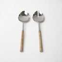 Tabletops Gallery Coastal Collection Rattan And Metal Salad Servers 2 Piece, 4 Pack