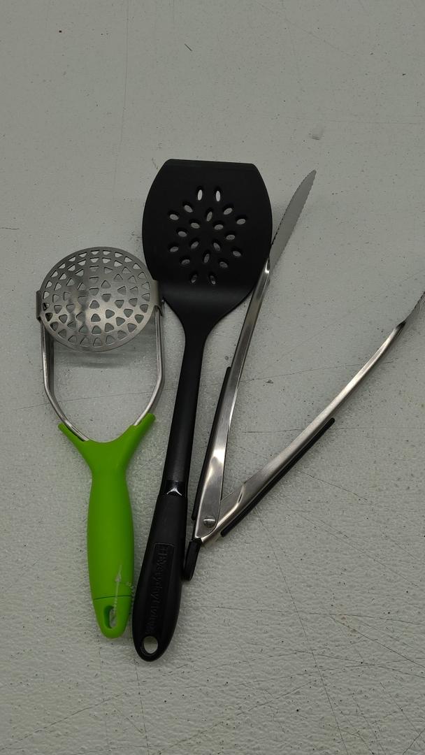 Tongs, Potato Masher and Spatula Tongs, Potato Masher and Spatula