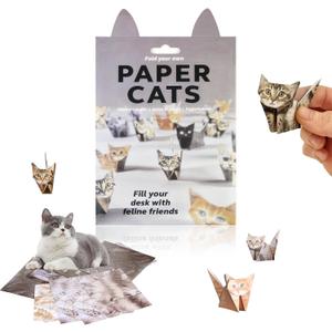 DIY Paper Cats Origami Kit, 50 Sheets Cute 3D Craft Paper Cat Stickers Arts Kits DIY Fold Your Own Cat Figures for Kids and Adults Animal Lovers Cat Lover Gift & Desk Decoration,  3 Pack