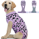 Kuoser Dog Recovery Suit for Dogs After Surgery,Professional Surgical Onesie for Female Male Dogs Spay Neuter,Soft Dog Surgery Suit Bodysuit for Abdominal Wounds Skin Disease,Purple Leopard,  L