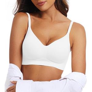 OEAK Womens Wireless Bras Comfortable Push Up Bra No Underwire Bra Full Support Lift Bralette Everyday Seamless Tshirt Bras White M