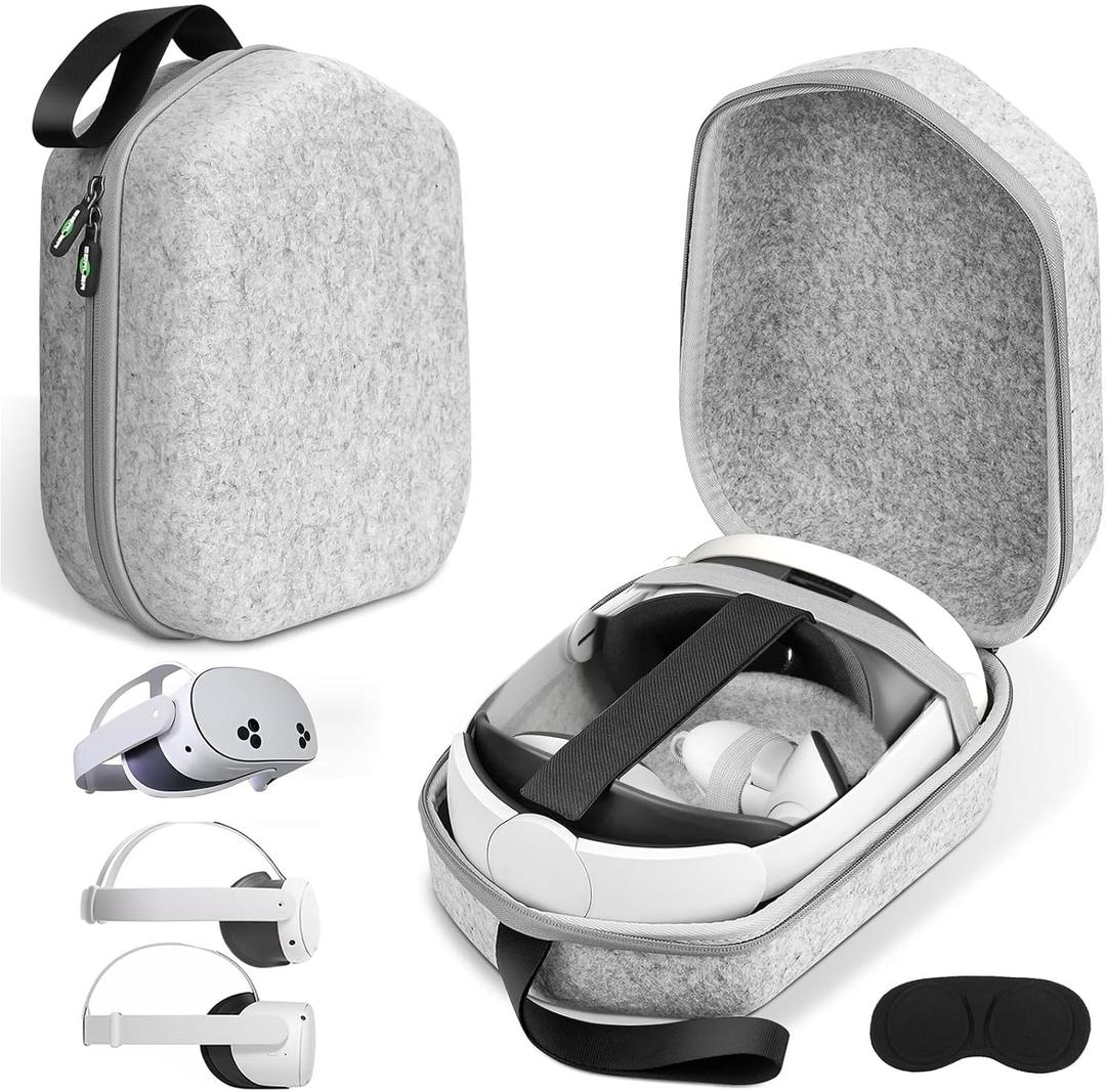 sarlar Hard Carrying Case Compatible with Meta Quest 3S/Quest 3/Oculus Quest 2/Vision Pro Official Original/Elite Strap VR Headset and Controller Accessories, Suitable for Travel and Home Storage