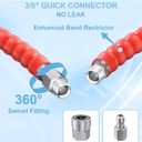 2FT Pressure Washer Whip Hose 3/8'', 4800PSI Jumper Hose Reel Connector Steel Wire Braided with 3/8'' Quick Connect Adapter Set for Power Washing