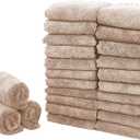 Sunny zzzZZ 24 Pack Kitchen Dishcloths - Does Not Shed Fluff - Reusable Dish Towels, Dish Cloths, Super Absorbent Coral Fleece Cleaning Cloths, Nonstick Oil Washable Fast Drying, 10 x 20 Inch (Brown)