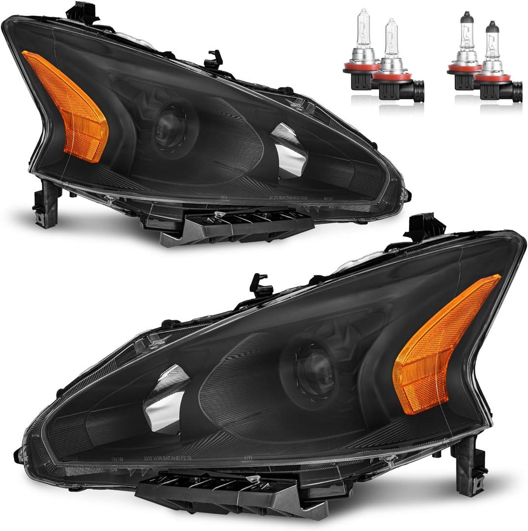 Headlights Assembly for 2013 2014 2015 Nissan Altima 4-Door Sedan Headlamp Replacement Driver & Passenger Side with Bulbs (DOES NOT FIT XENON/HID)