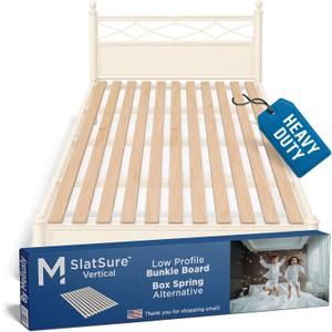 Meliusly SlatSure Queen Size Bunkie Board Heavy Duty Vertical Bed Slats & Foldable Wooden Support Board for Sagging Mattress or Platform Bed Frame, Box Spring Alternative and Replacement, Queen 60x79''  Natural Wood