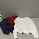 4 Pack Womens Long Sleeve Cropped Sweatshirts Crew Neck Loose Fit Pullover Thermal Tops (X-Small, Black, White, Navy Blue, Wine Red) XS