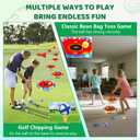 TERRAMUS Light Up Golf Play Set - Upgraded Backyard Golf Chipping Game with 6 LED Targets, 2 Clubs, 18 Balls, 6 Bean Bags, Night Golf Toys Gifts for Kids Golfers Family Indoor Outdoor Beach Lawn Park
