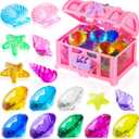 28 Pcs Colorful Diving Gem Pool Toys Set with Treasure Pirate Box Swimming Gem Pirate Diving Toys Underwater Toy for Pool Use Treasures Sets (Multicolor 30-40mm)