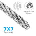 SIDAZON 1/8 inch Wire Cable,100ft Wire Rope Metal Cable with Loop Sleeve and Steel Thimble, 7x7 Marine Stainless Steel Strand Core Perfect for Deck Railing System, Outdoor Hanging kit, Garden Fence