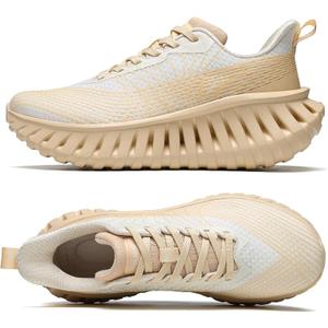 GSLMOLN Men Casual Shoes Breathable Lightweight Walking Sneakers for Workouts & Gym Cushioned Flexible Mens Shoes Beige, Size 46