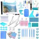 NLXCXUCY 158pcs Diamond Art Accessories Kit All-Inclusive Diamond Painting Tool Set with A4 Diamond Painting Light Pad,Diamond Art Sealer Glue,Diamond Correction,Pens Storage Box for DIY Craft (blue)