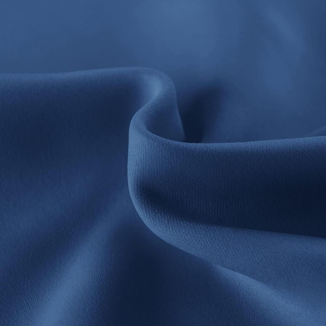 French Door Curtains – Rod Pocket Thermal Blackout Curtain for Doors with Glass Window, Kitchen and Patio Doors for Privacy, 25 X 75 Inches Long, 1 Curtain Panel with Tieback, Classic Blue