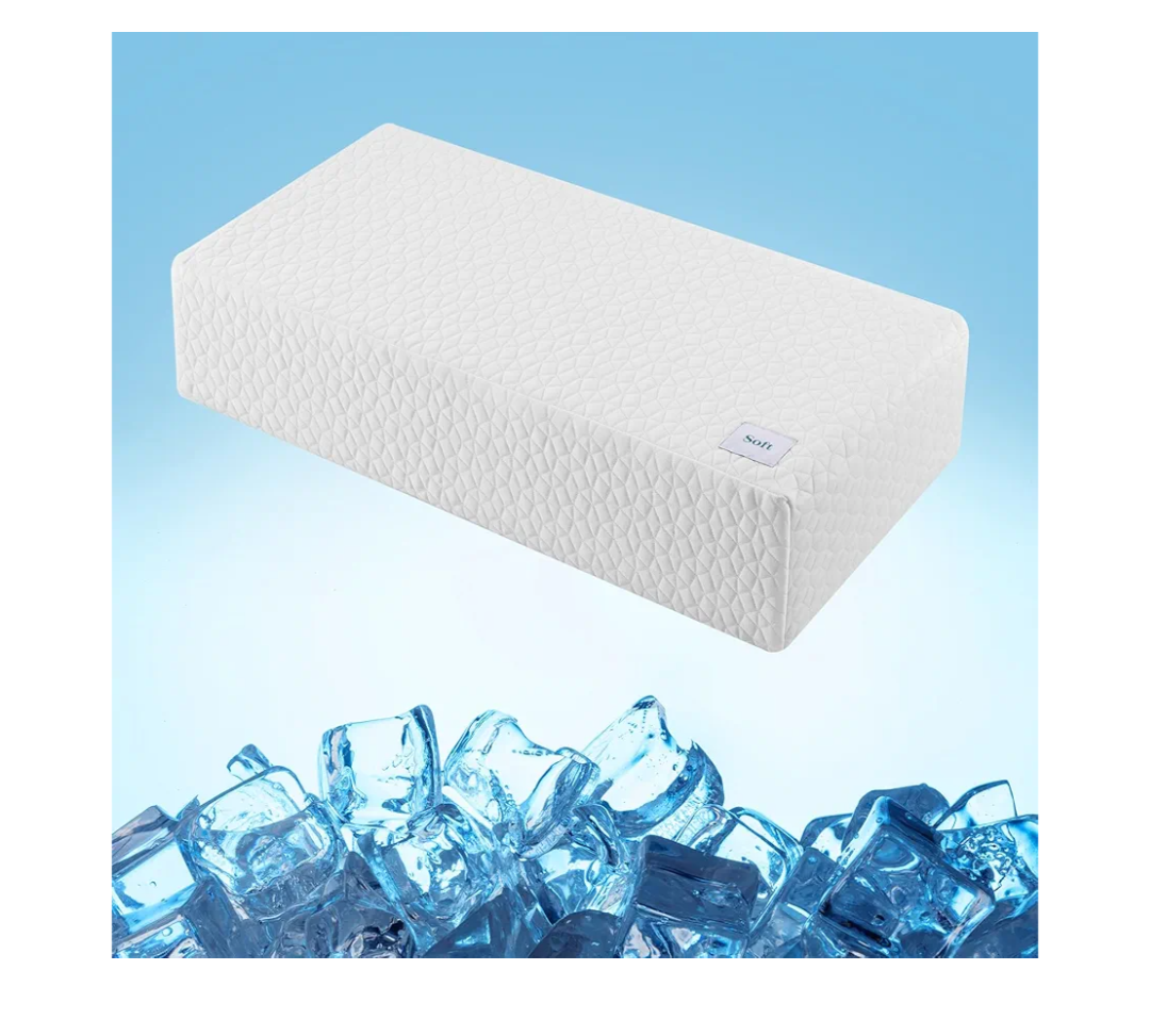 HARBOREST Ice Cube Cooling Pillow for Side Sleepers Memory Foam Side Sleeper Pillow Support Head & Neck for Pain Relief，12"x24"x5"