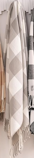 Mellowdy Classic Checkered Blanket - Faux Cashmere Plaid Throw with Fringe - Soft Woven, Lightweight, Farmhouse, Vintage Inspired Dcor for Couch, Chair, Office (Lotus Pink, 50x60)