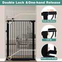 40.5" Extra Tall Baby Gate, 29.6"-32.5" Extra Wide Dog Pet Gate Pressure Mounted, Puppy Dog Proof Indoor Barrier, No Drill Safety Child Gate for Stairs 1.37" Narrow Space Metal Black Gate