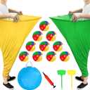 Granny Pants Yard Game, Granny Pants Outdoor Party Game with 2 Pants 10 Bouncy Balls, 2 Ground Stakes and 1 Storage Bag for Team Relay, Family Birthday Party Gift, School Carnival Activities