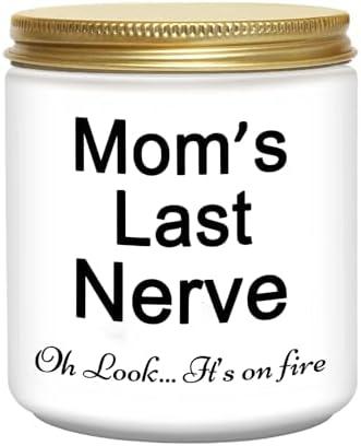 Pack of 3, Fuhig Candles Gifts for Mom from Daughter Funny Cool Christmas Birthday Mothers Day Candles Gifts for Mom Unique Lavender Scented Soy Candle Moms Last Nerve Oh Look Its On Fire