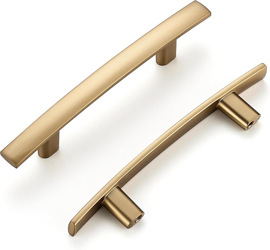 Ravinte 5 Pack Cabinet Handles Champagne Bronze Cabinet Pulls Kitchen Cabinet Handles,Curved Drawer Pulls in 5-3/16 Inch Length with 3 Inch Hole Center Arch Kitchen Cabinet Hardware