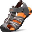 DREAM PAIRS Boys Girls Outdoor Summer Sport Athletic Sandals for Toddler/ Little/ Big Kid, Size 11 Little Kid, Dark/ Grey/ Orange, 170813-K