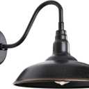 Gooseneck Outdoor Light Fixture, 10" Dome Exterior Farmhouse Lights for Barn, Bronze Porch Lighting, Gooseneck Wall Sconce for Patio Garage House