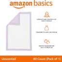 Amazon Basics Cat Pee Pads, Odor Control, Super Absorbent, Disposable, Universal Fit for Litter Box, Unscented, Multi-Cat, White/Purple, 80 Count