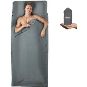 Frelaxy Sleeping Bag Liner, XL Travel Sheet & Camping Sheet for Backpacking, Hotel, Hostels & Traveling, Comfy & Easy Care, Full-Length Zipper/No Zipper, 4 Seasons Warm Cold Weather